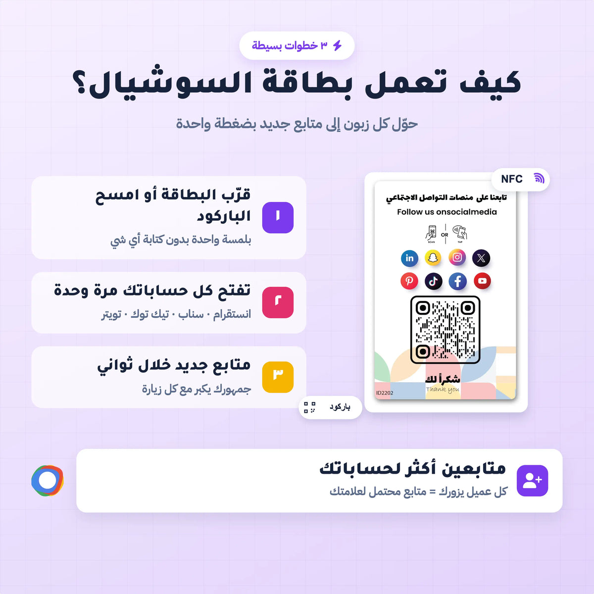 بطاقة NFC لمشاركة حسابات السوشيال ميديا